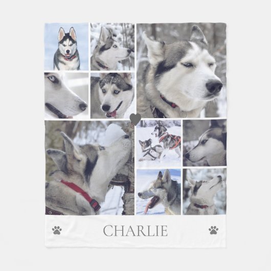 愛犬家のペットフォトコラージュ フリースブランケット (正面)