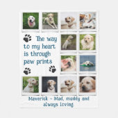 愛犬家のペット写真コラージュ フリースブランケット (正面)