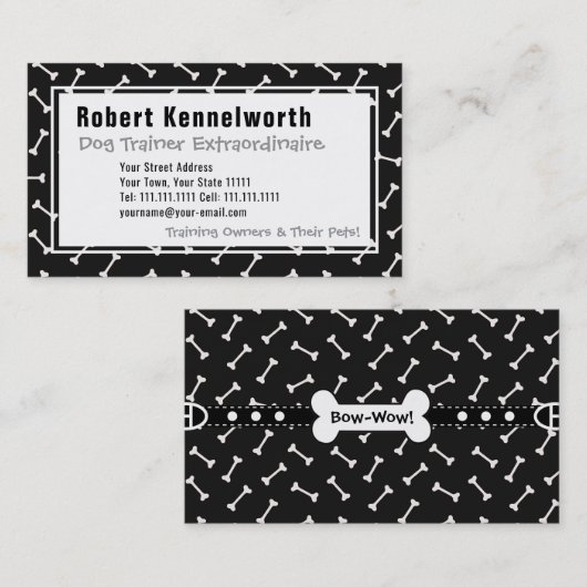 愛犬家のポーズおもしろいとボーンデザイン 名刺 (正面/裏面)