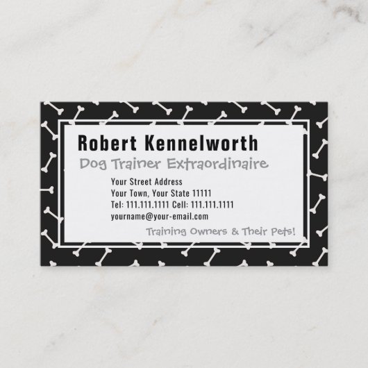 愛犬家のポーズおもしろいとボーンデザイン 名刺 (正面)