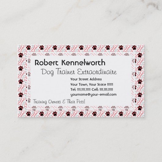 愛犬家のポーズおもしろいとボーンデザイン 名刺 (正面)