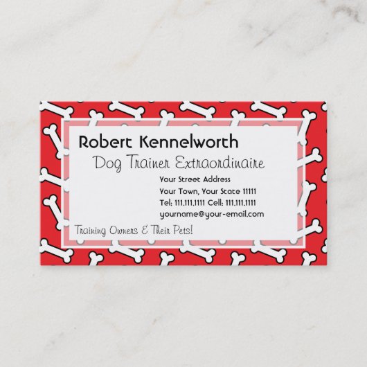 愛犬家のポーズおもしろいとボーンデザイン 名刺 (正面)