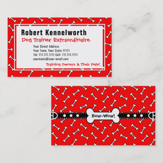 愛犬家のポーズおもしろいとボーンデザイン 名刺 (正面/裏面)