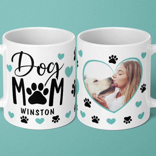 愛犬家のママ パウ ハートフォトギフト コーヒーマグカップ