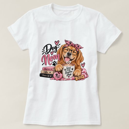 愛犬家のママ Tシャツ (デザイン正面)