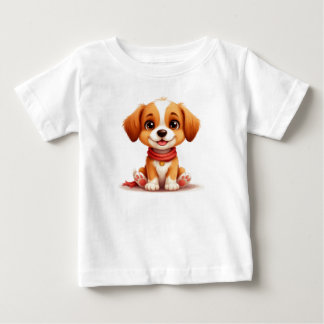 愛犬家の可愛い仔犬の肖像画 ベビーTシャツ
