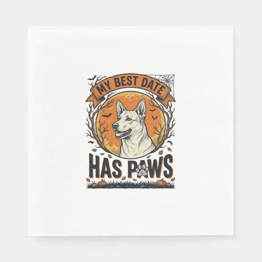愛犬家の為のハロウィンドッグTシャツ スタンダードランチョンナプキン (正面)