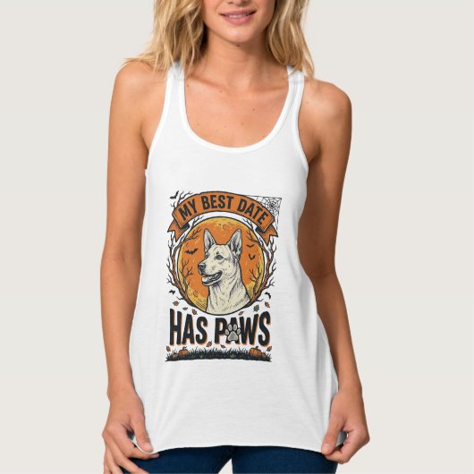 愛犬家の為のハロウィンドッグTシャツ タンクトップ (正面)