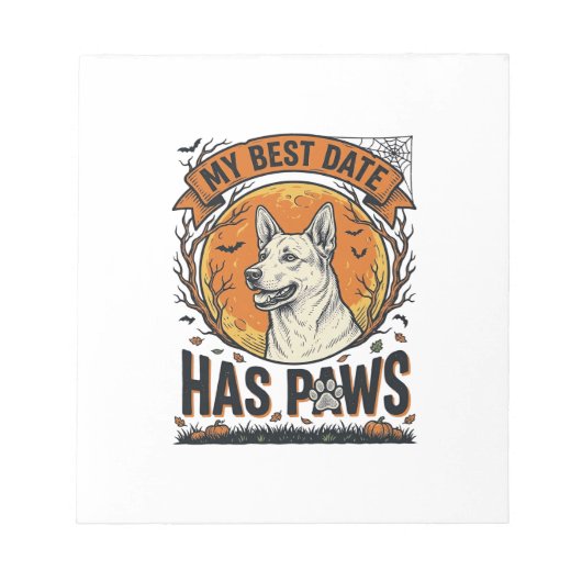 愛犬家の為のハロウィンドッグTシャツ ノートパッド (正面)