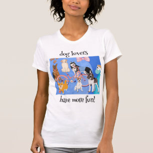 愛犬家はおもしろいピンクの自転車と青を持っている Tシャツ