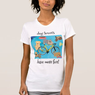 愛犬家はより多くのおもしろい黄色の自転車とアクア Tシャツ