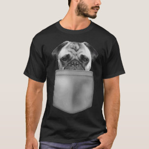 愛犬家ギフトパグインポケットおもしろい犬顔Prem Tシャツ