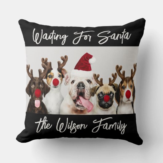 愛犬家クリスマス枕と家族名付き クッション (正面)