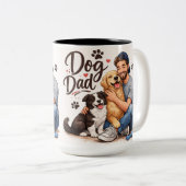 愛犬家パパのコーヒーマグカップ - 犬好きのための可愛いギフト ツートーンマグカップ (正面右)