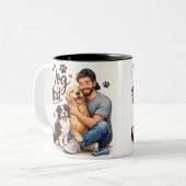 愛犬家パパのコーヒーマグ - 犬好きへの最高のギフト ツートーンマグカップ (正面左)