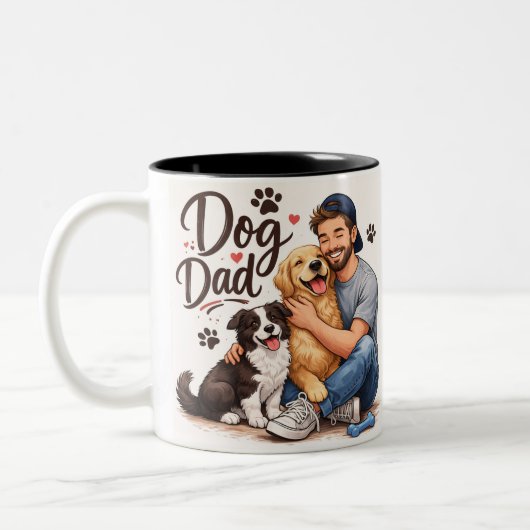 愛犬家パパのコーヒーマグ - 犬好きへの最高のギフト ツートーンマグカップ (左)
