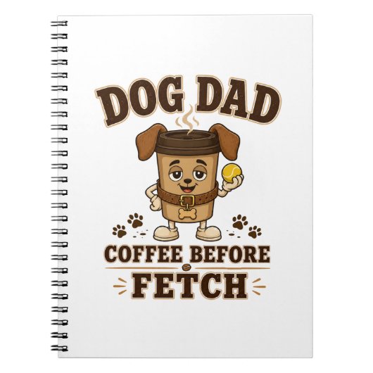 愛犬家パパのコーヒー散歩前のおもしろパパギフト ノートブック (正面)