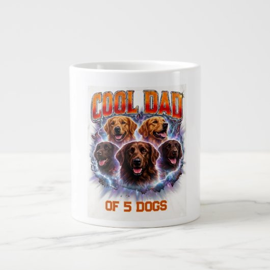 愛犬家パパの似顔絵 オーダーメイド デザイン ジャンボコーヒーマグカップ (正面)