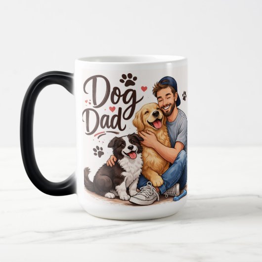 愛犬家パパの朝のコーヒーマグ - 犬好きへのギフト モーフィングマグカップ (左)