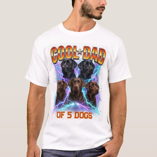 愛犬家パパの肖像画 オリジナルデザイン カスタムナンバー Tシャツ (正面)