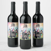 愛犬家フランスのブルドッグ50thバースデーパーティー ワインラベル (ボトル)