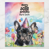愛犬家フランスのブルドッグ50thバースデーパーティー ワインラベル (シングルラベル)