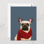 愛犬家フランスの向けHipster Bulldogポストカード ポストカード (正面/裏面)