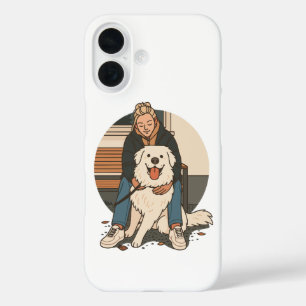 愛犬家ママがふわふわの子犬を抱きしめる かわいいペットの瞬間 iPhone 16ケース