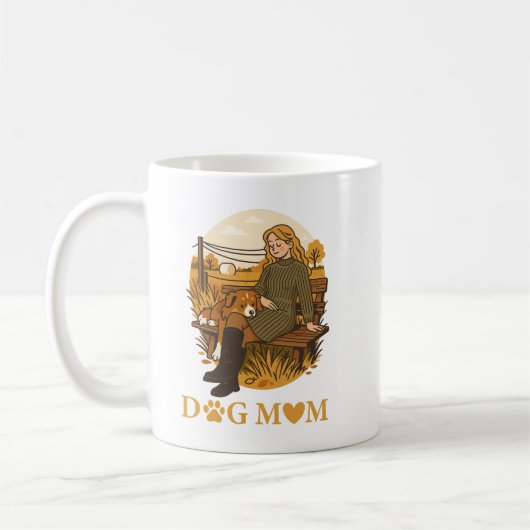 愛犬家ママと愛犬の絆の瞬間 コーヒーマグカップ (左)
