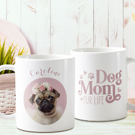 愛犬家ママのステッカー付きフォト  コーヒーマグカップ
