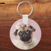 愛犬家一生パグ写真カスタム キーホルダー (正面)