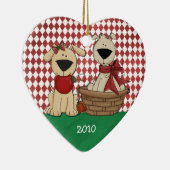 愛犬家初めてのクリスマスのパーソナライズされた統合 セラミックオーナメント (右)