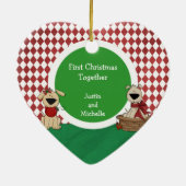 愛犬家初めてのクリスマスのパーソナライズされた統合 セラミックオーナメント (裏面)