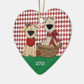 愛犬家初めてのクリスマスのパーソナライズされた統合 セラミックオーナメント (左)