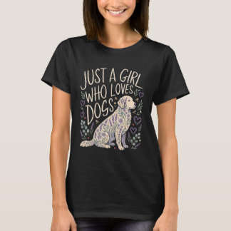 愛犬家女子 フラワー ゴールデンレトリバー Tシャツ