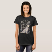 愛犬家女子 フラワー ゴールデンレトリバー Tシャツ (正面フル)