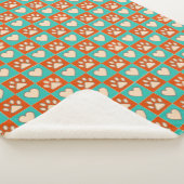 愛犬家市松模様にポーププリントとハートパターン シェルパブランケット (3/4)