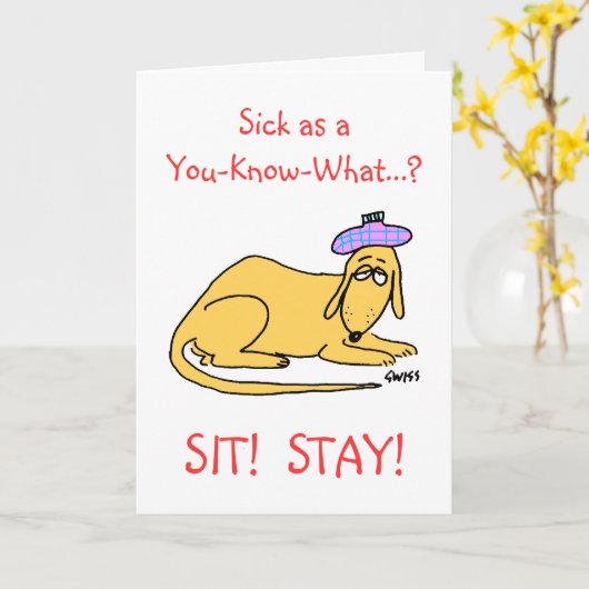 愛犬家漫画Get Well Greeting Card カード (黄色い花)