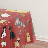 愛犬家用のかわいい犬の柄のデザイン – 赤バック テーブルクロス (インサイチュ)