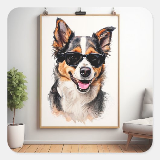 愛犬家男の友のポス最高のポー スクエアシール (正面)