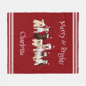 愛犬家赤クリスマスブランケットと名前 フリースブランケット (正面(横))