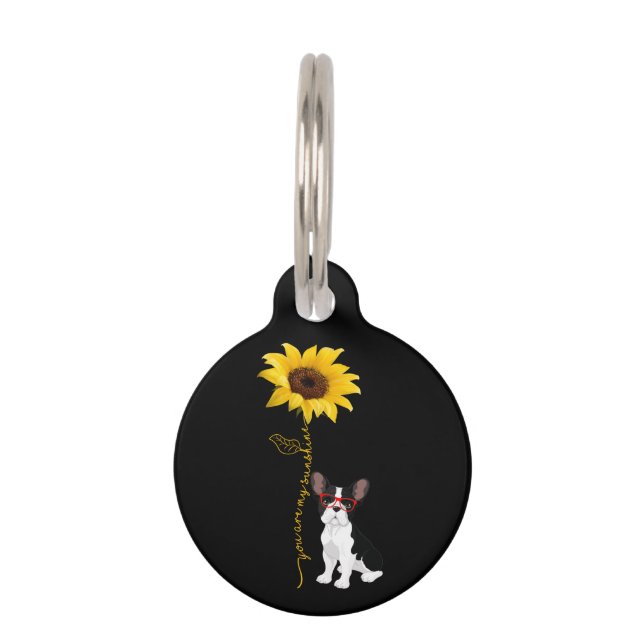 愛犬家|あなたは私のサンシャインのブルドッグヒマワリー ペット　ネームタグ (正面)