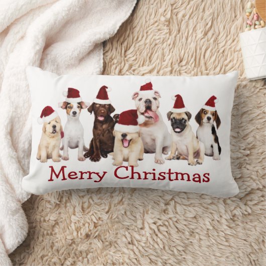 愛犬家、かわいいクリスマス犬。 ランバークッション (ブランケット)