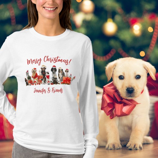 愛犬家,かわいい,名前の追加,クリスマス Tシャツ