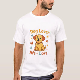 愛犬家 人生＝愛 愛らしい子犬 Tシャツ
