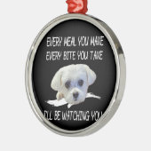 愛犬家 |可愛いマルチーズ毎食 メタルオーナメント (左)