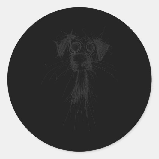 愛犬家 抽象的な落書きアート かわいい子犬 パピー  ラウンドシール (正面)