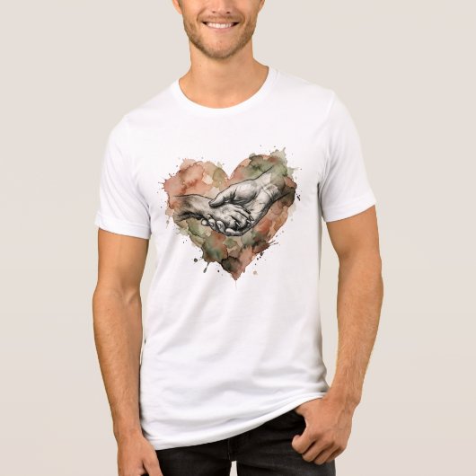 愛犬家 水彩ハート トライブレンドTシャツ (正面)