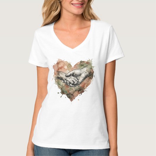 愛犬家 水彩ハート Tシャツ (正面)