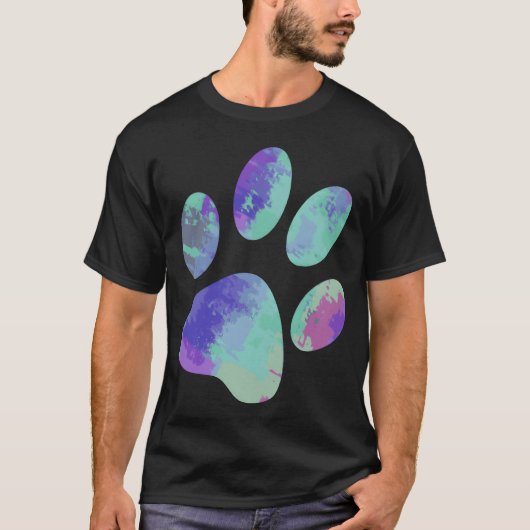 愛犬家 猫 アニマル 肉球プリント 動物好き ライ Tシャツ (正面)